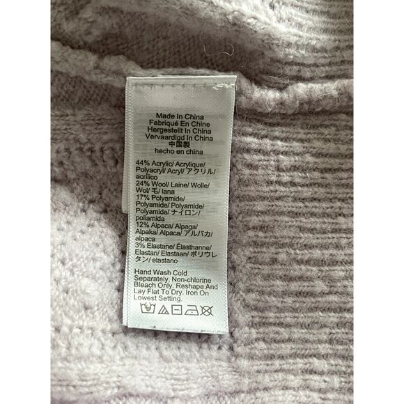 J Crew Sz L Cable Knit Sweater Lilac Alpaca Cottage Preppy Cozy Feminine Soft - Picture 13 of 14